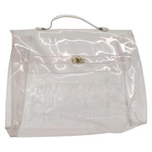 HERMES Vinyl Kelly Hand Bag Vinyl Clear Auth bs31863